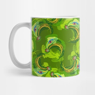 Peacock Neck Gator Retro Green Peacock Feathers Mug